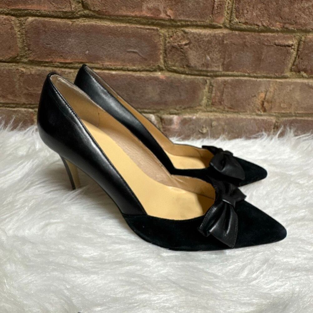 Kate Spade Womens Black Leather Suede Bow Stiletto Heel Size 9